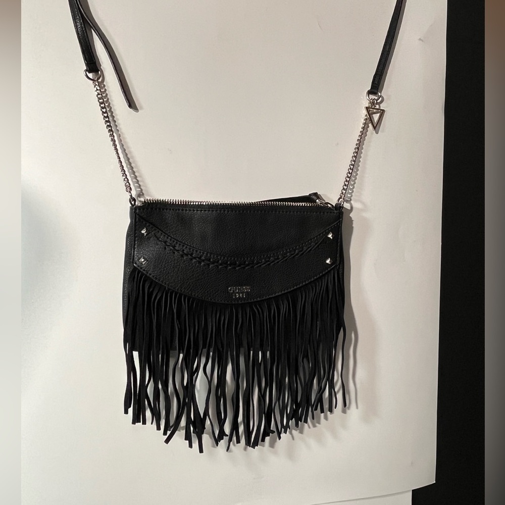 Stylish Black Crossbody Bag with Fringe